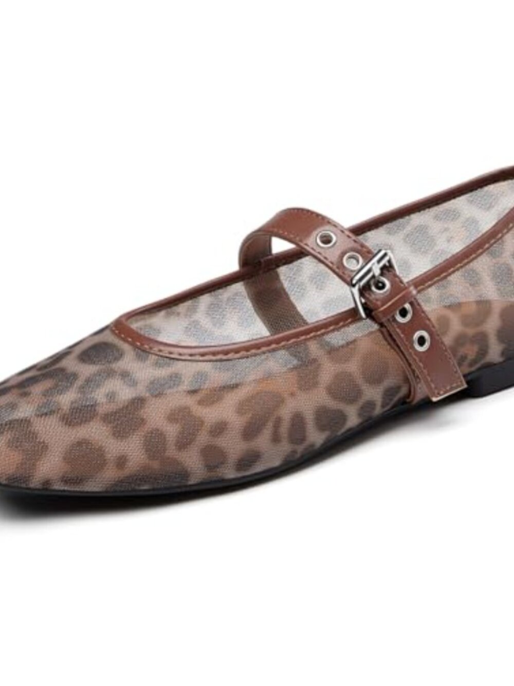 Mesh Square Toe Mary Jane Ballet Flats Women's Breathable Slip-On Cushioned